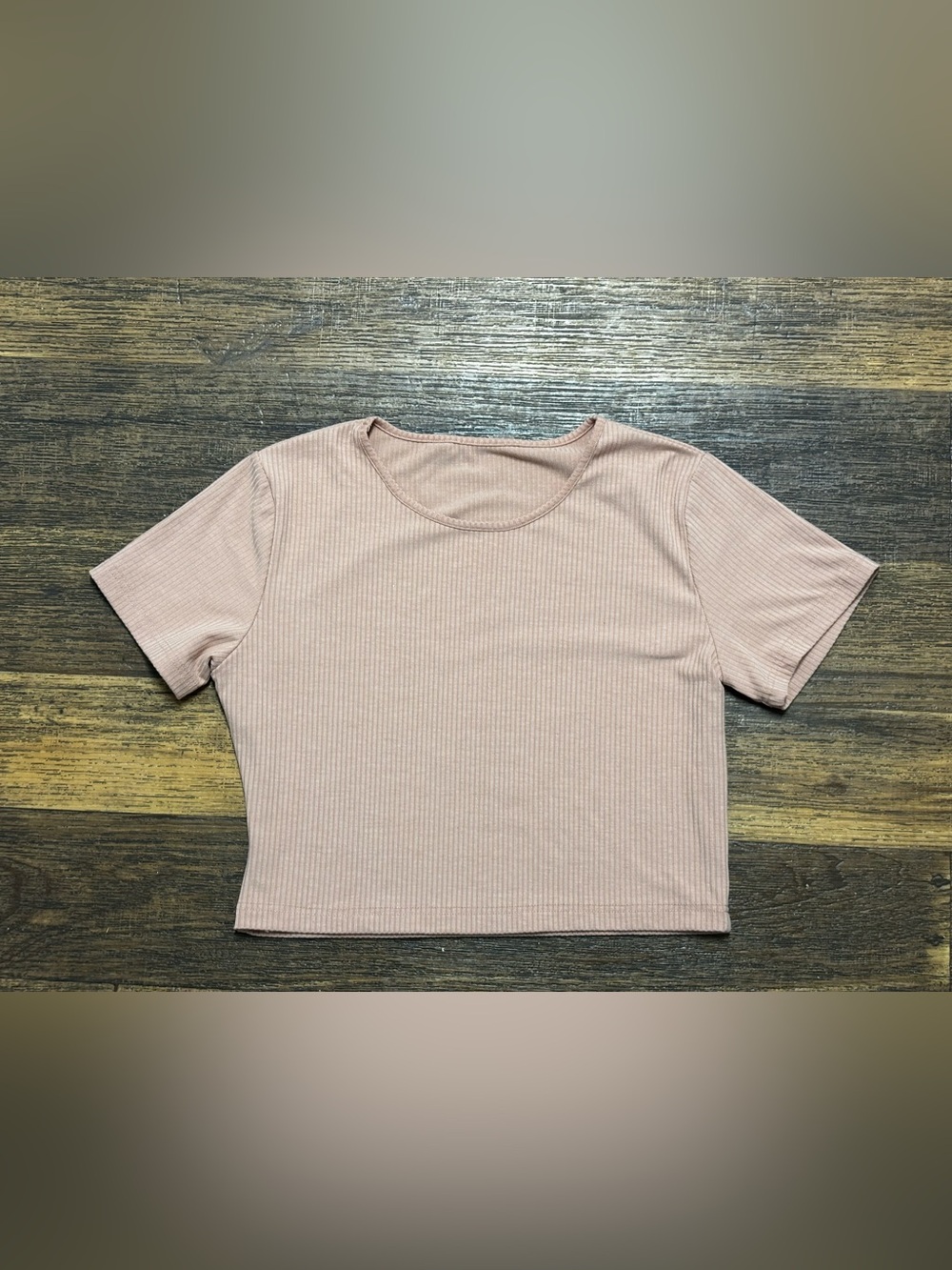 Ribbed Crop Tee in Blush Pink